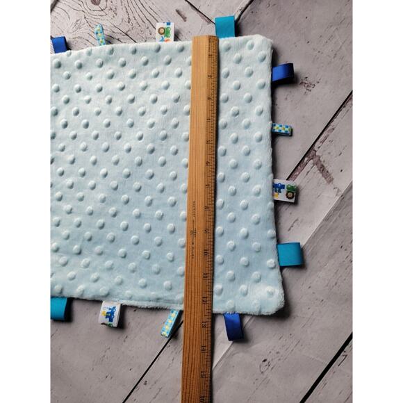 Baby blue train tag lovey blanket mink dot fabric handmade new - Picture 4 of 5
